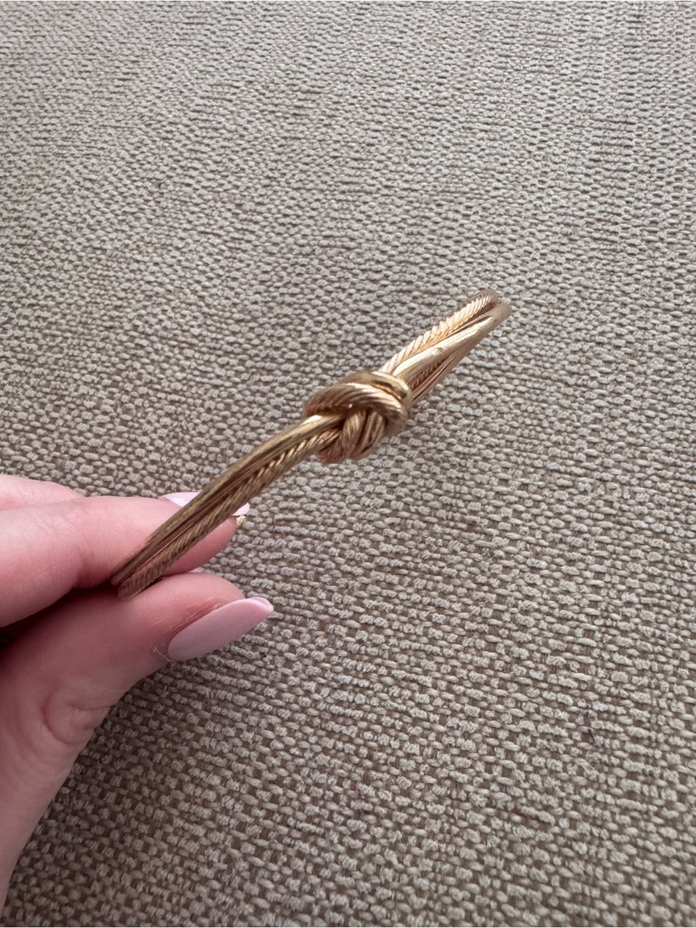 Gold Tone Rope Knot Bangle Bracelet
